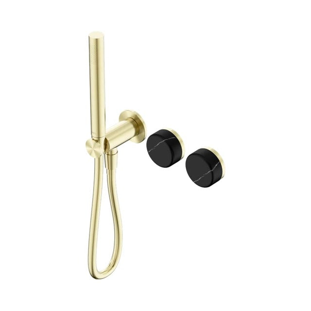 Nero Serenity Progressive Shower System With Marquina Black Handle And Slim Shower Brushed Gold 24E131BG - The Blue Space