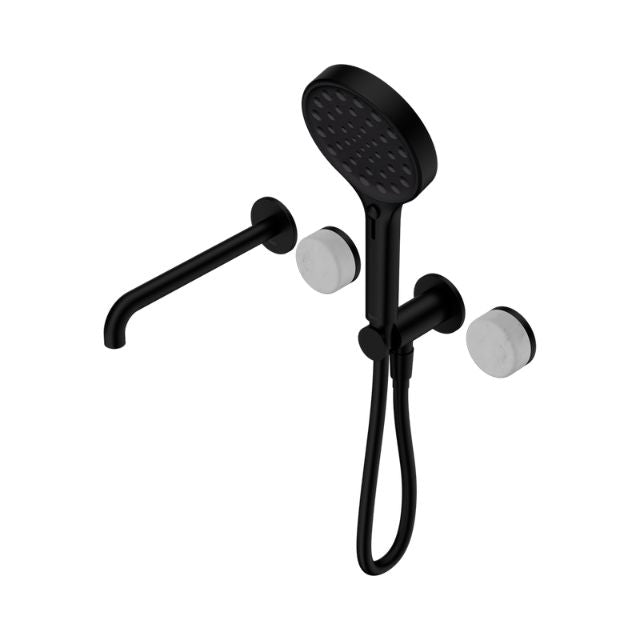 Nero Serenity Progressive Shower System With Spout With Carrara Handle And Nero Serenity Hand Shower Matte Black 24E013MB - The Blue Space