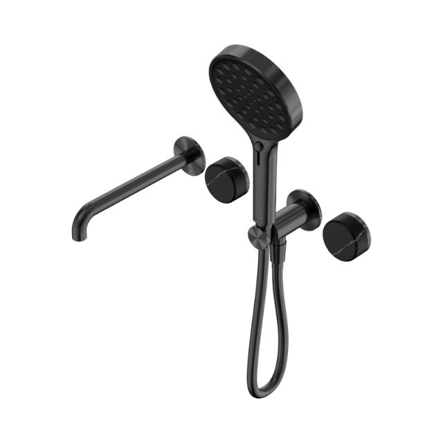Nero Serenity Progressive Shower System With Spout With Marquina Black Handle And Nero Serenity Hand Shower Gun Metal 24E130GM - The Blue Space