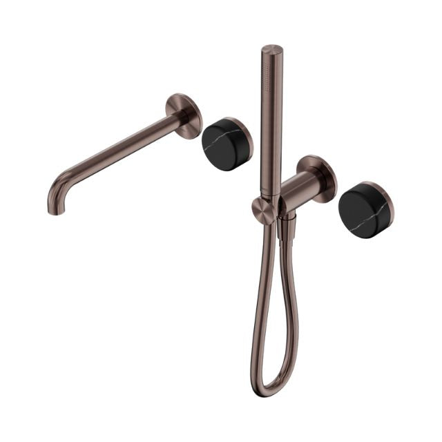 Nero Serenity Progressive Shower System With Spout With Marquina Black Handle And Slim Shower Brushed Bronze 24E129BZ - The Blue Space