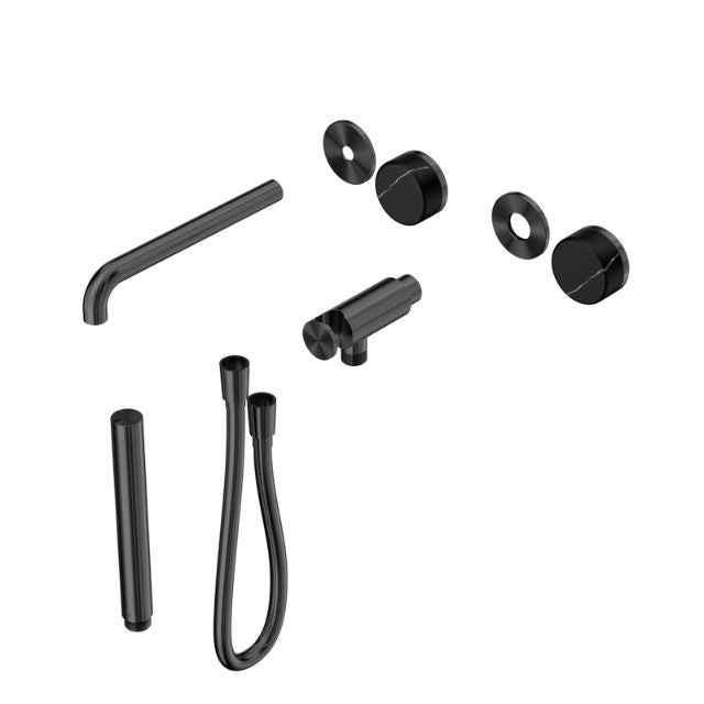 Nero Serenity Progressive Shower System With Spout With Marquina Black Handle And Slim Shower Trim Kit Only Gun Metal 24E121GM - The Blue Space