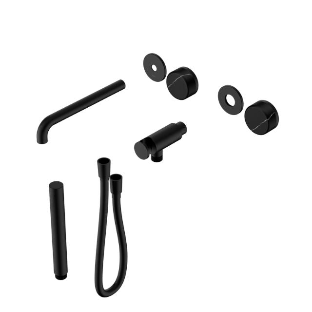 Nero Serenity Progressive Shower System With Spout With Marquina Black Handle And Slim Shower Trim Kit Only Matte Black 24E121MB - The Blue Space
