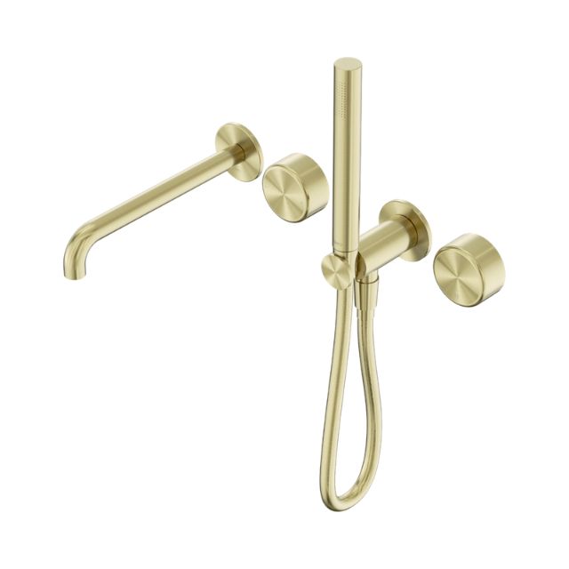 Nero Serenity Progressive Shower System With Spout With Metal Handle And Slim Shower Brushed Gold 24E012BG - The Blue Space