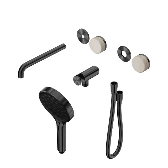 Nero Serenity Progressive Shower System With Spout With Rome Travertine Handle And Serenity Hand Shower Trim Kit Only Gun Metal 24E087GM - The Blue Space