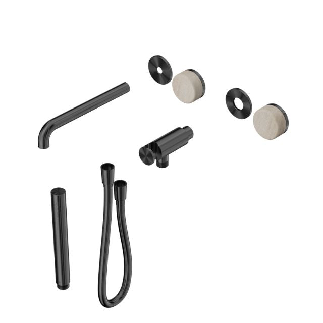 Nero Serenity Progressive Shower System With Spout With Rome Travertine Handle And Slim Shower Trim Kit Only Gun Metal 24E081GM - The Blue Space