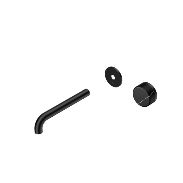 Nero Serenity Progressive Wall Basin Mixer 185mm Spout With Marquina Black Handle Trim Kit Only Matte Black 24E126MB - The Blue Space