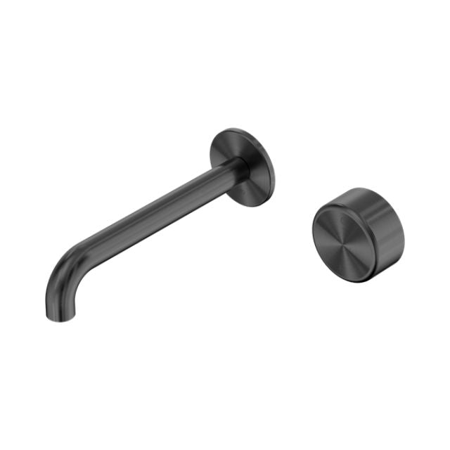 Nero Serenity Progressive Wall Basin Mixer 185mm Spout With Metal Handle Gun Metal 24E072GM - The Blue Space