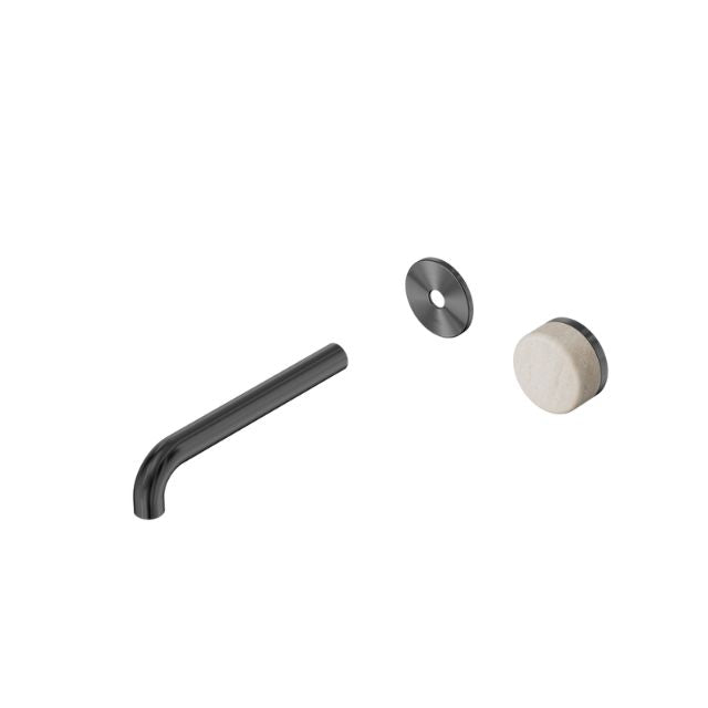 Nero Serenity Progressive Wall Basin Mixer 185mm Spout With Rome Travertine Handle Trim Kit Only Gun Metal 24E111GM - The Blue Space