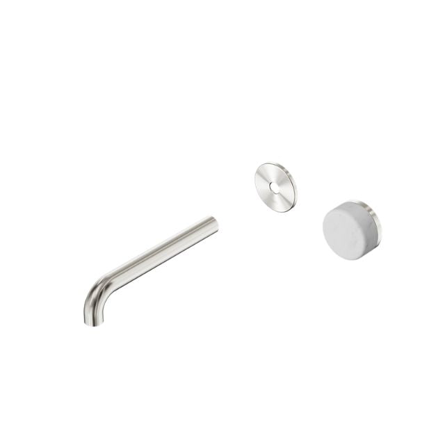 Nero Serenity Progressive Wall Basin Mixer 220mm Spout With Carrara Handle Trim Kit Only Brushed Nickel 24E115BN - The Blue Space