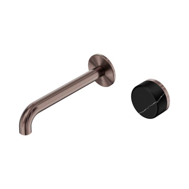 Nero Serenity Progressive Wall Basin Mixer 220mm Spout With Marquina Black Handle Brushed Bronze 24E140BZ - The Blue Space
