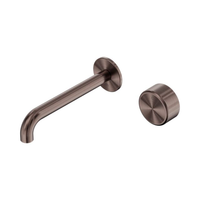 Nero Serenity Progressive Wall Basin Mixer 220mm Spout With Metal Handle Brushed Bronze 24E078BZ - The Blue Space