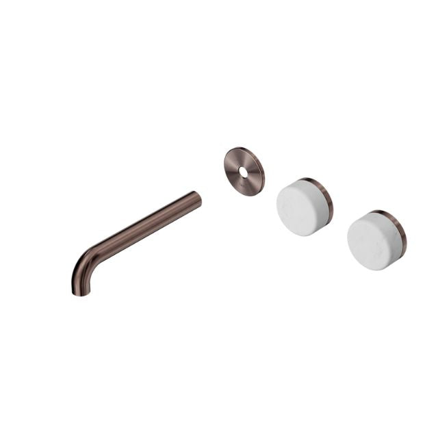 Nero Serenity Wall Basin Set 160mm Offset spout With Carrara Handle Trim Kit Only Brushed Bronze 24D092BZ - The Blue Space