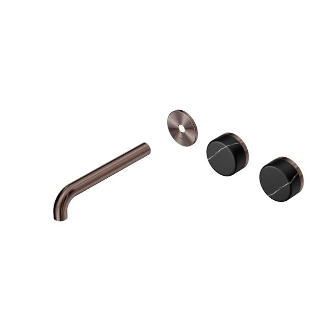 Nero Serenity Wall Basin Set 160mm Offset spout With Marquina Black Handle Trim Kit Only Brushed Bronze 24D113BZ - The Blue Space