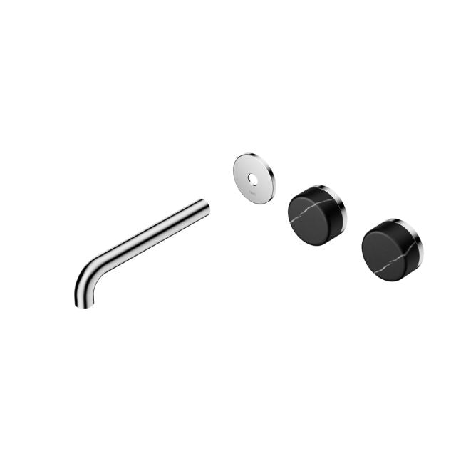 Nero Serenity Wall Basin Set 160mm Offset spout With Marquina Black Handle Trim Kit Only Chrome 24D113CH - The Blue Space