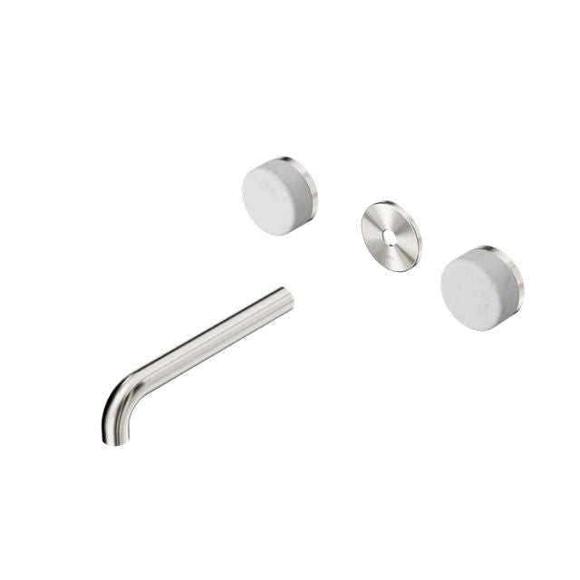 Nero Serenity Wall Basin Set 160mm Spout With Carrara Handle Trim Kit Only Brushed Nickel 24D074BN - The Blue Space