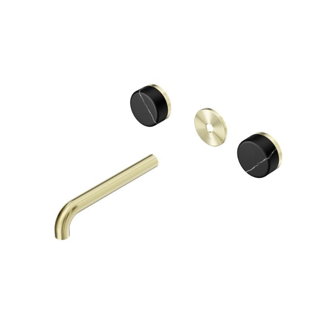Nero Serenity Wall Basin Set 160mm Spout With Marquina Black Handle Trim Kit Only Brushed Gold 24D110BG - The Blue Space
