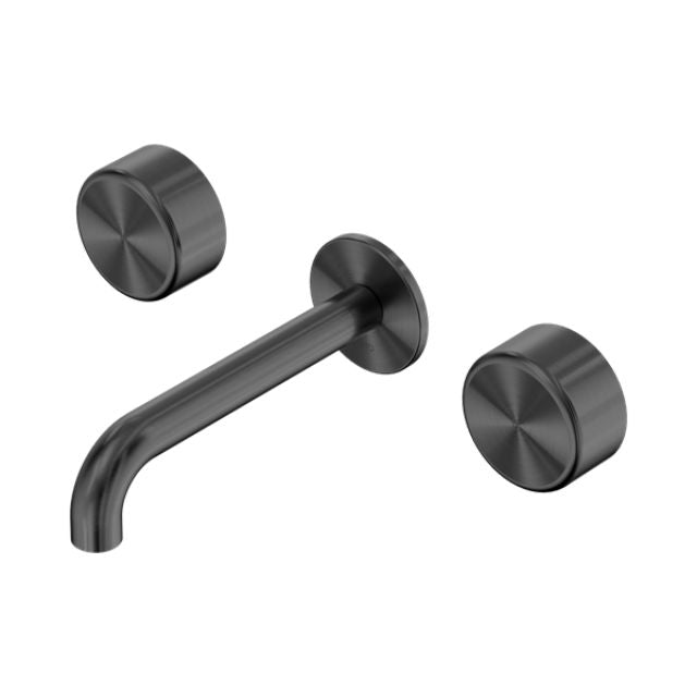 Nero Serenity Wall Basin Set 160mm Spout With Metal Handle Gun Metal 24D040GM - The Blue Space