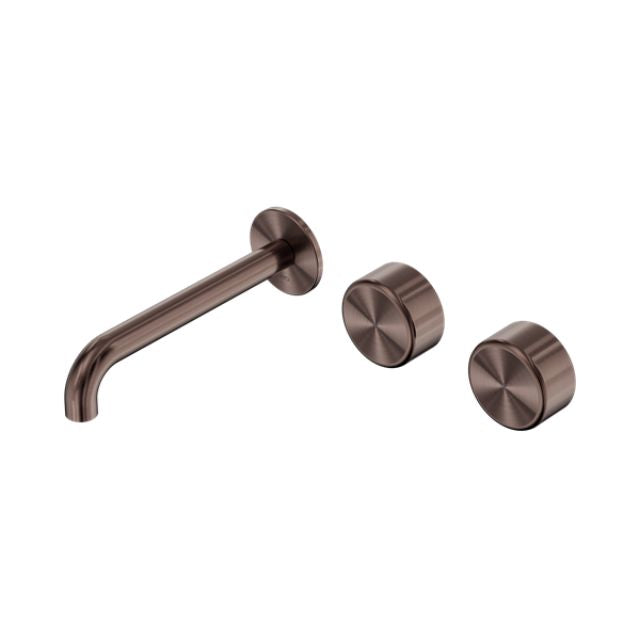Nero Serenity Wall Basin Set 185mm Offset Spout With Metal Handle Brushed Bronze 24D064BZ - The Blue Space