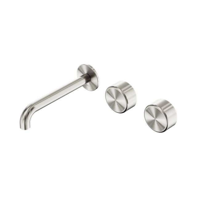 Nero Serenity Wall Basin Set 185mm Offset Spout With Metal Handle Brushed Nickel 24D064BN - The Blue Space