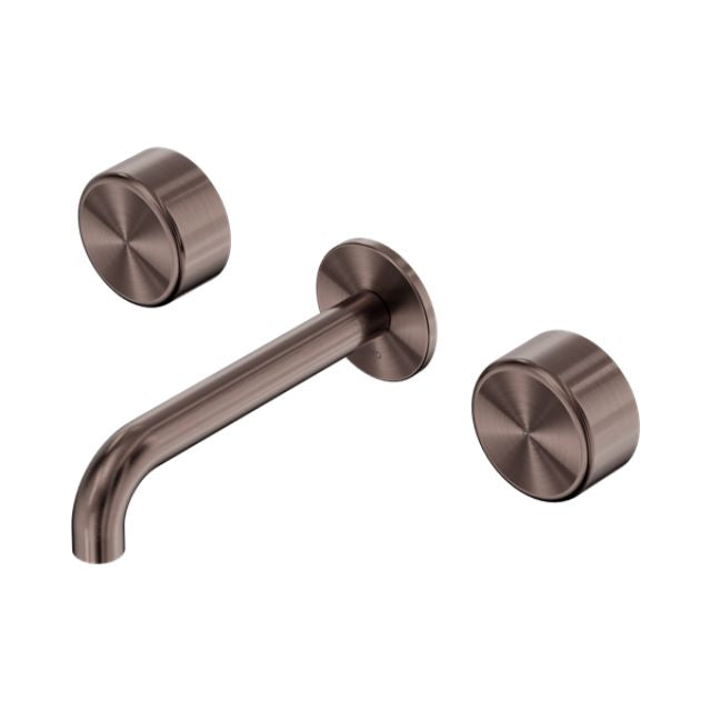 Nero Serenity Wall Basin Set 185mm Spout With Metal Handle Brushed Bronze 24D046BZ - The Blue Space