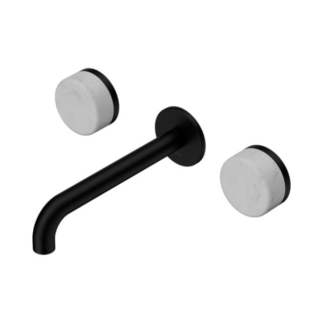 Nero Serenity Wall Basin Set 220mm Spout With Carrara Handle Matte Black 24D047MB - The Blue Space