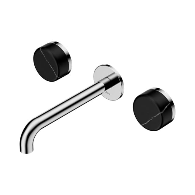 Nero Serenity Wall Basin Set 220mm Spout With Marquina Black Handle Chrome 24D123CH - The Blue Space