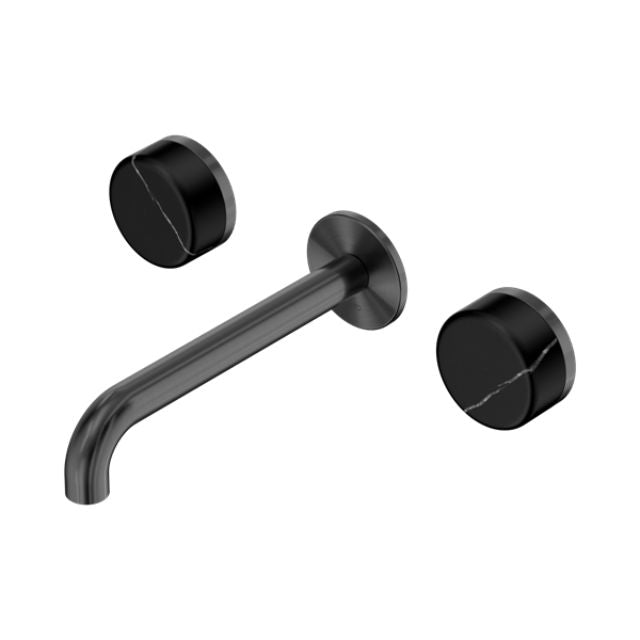 Nero Serenity Wall Basin Set 220mm Spout With Marquina Black Handle Gun Metal 24D123GM - The Blue Space