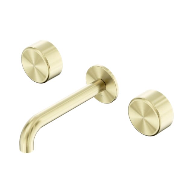 Nero Serenity Wall Basin Set 220mm Spout With Metal Handle Brushed Gold 24D052BG - The Blue Space