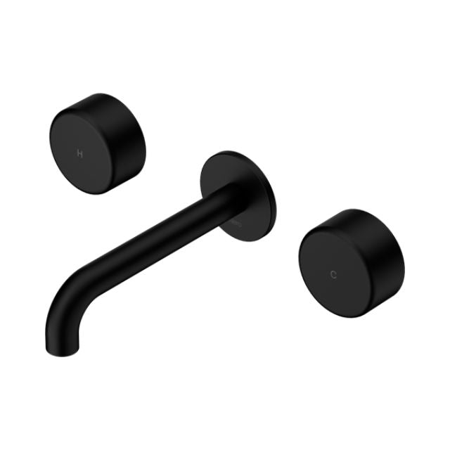 Nero Serenity Wall Basin Set 220mm Spout With Metal Handle Matte Black 24D052MB - The Blue Space