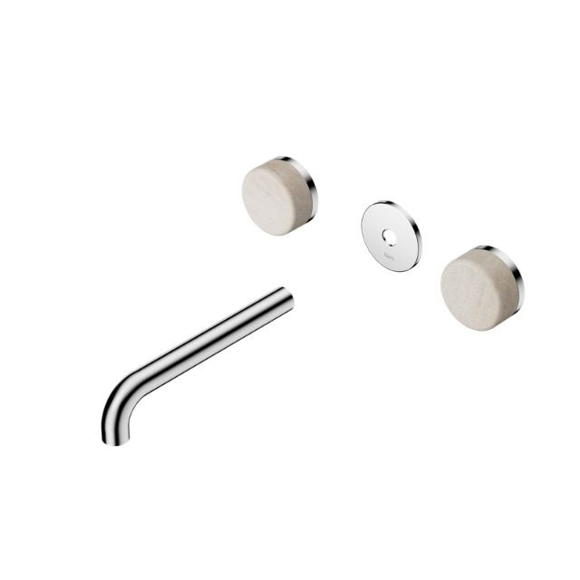 Nero Serenity Wall Basin Set 220mm Spout With Rome Travertine Handle Trim Kit Only Chrome 24D088CH - The Blue Space
