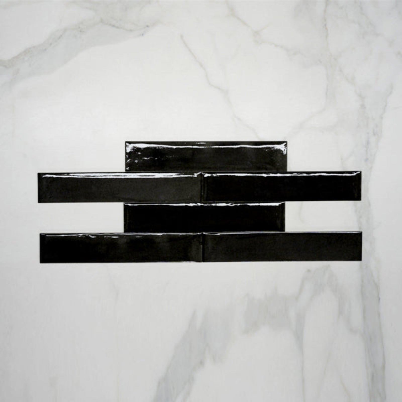 Pattern No Hand Nero Theo Subway Tile 75 x 400mm Italian Porcelain - The Blue Space