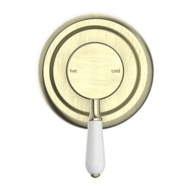 Buy Online Nero York Shower Mixer With White Porcelain Lever Aged Brass NR69210901AB - The Blue Space