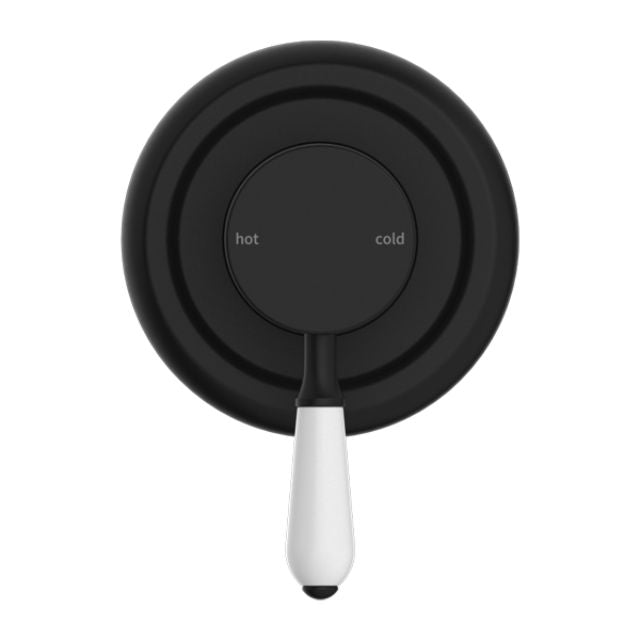Buy Online Nero York Shower Mixer With White Porcelain Lever Matte Black NR69210901MB - The Blue Space