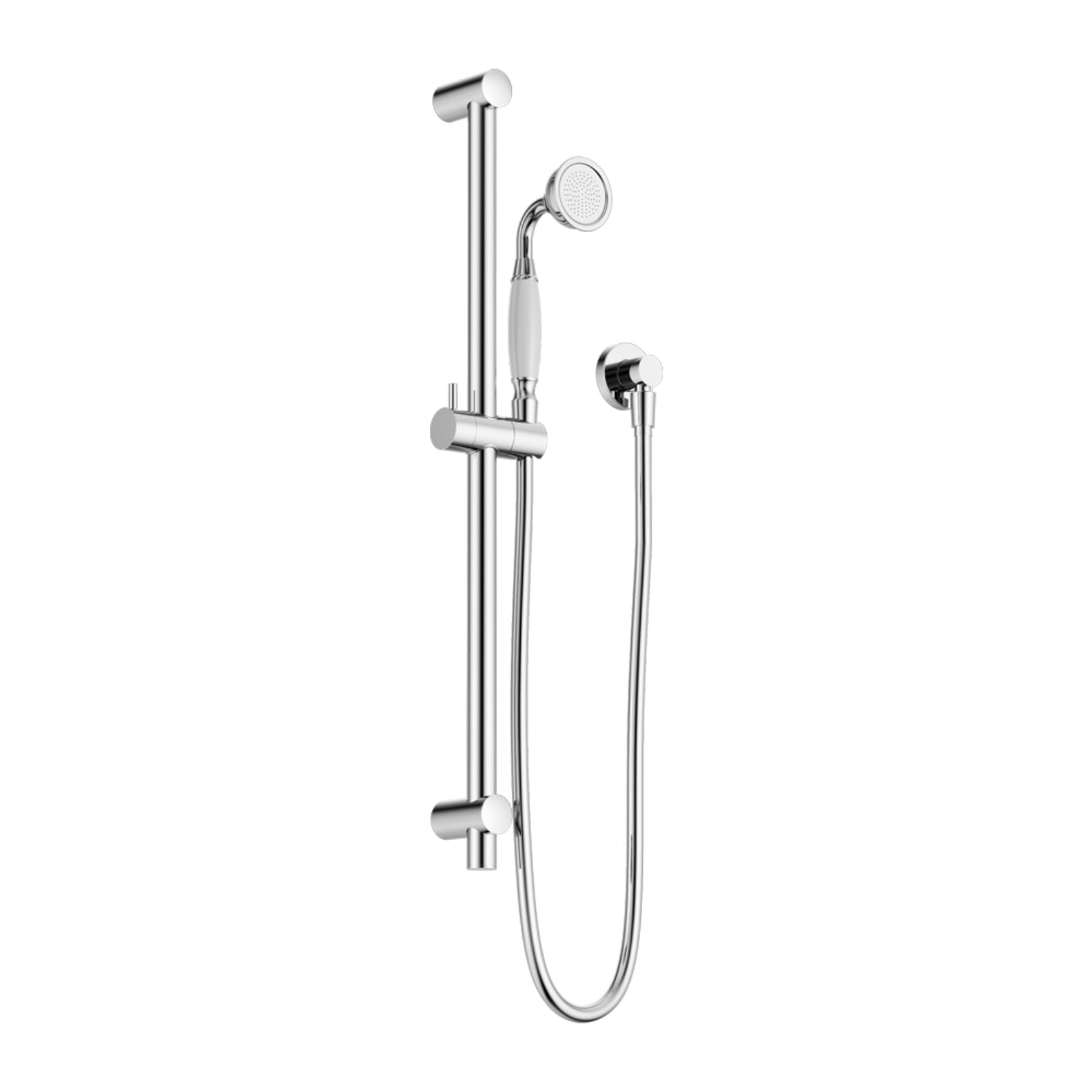 Nero York Shower Rail With White Porcelain Hand Shower Chrome NR692105A01CH - The Blue Space