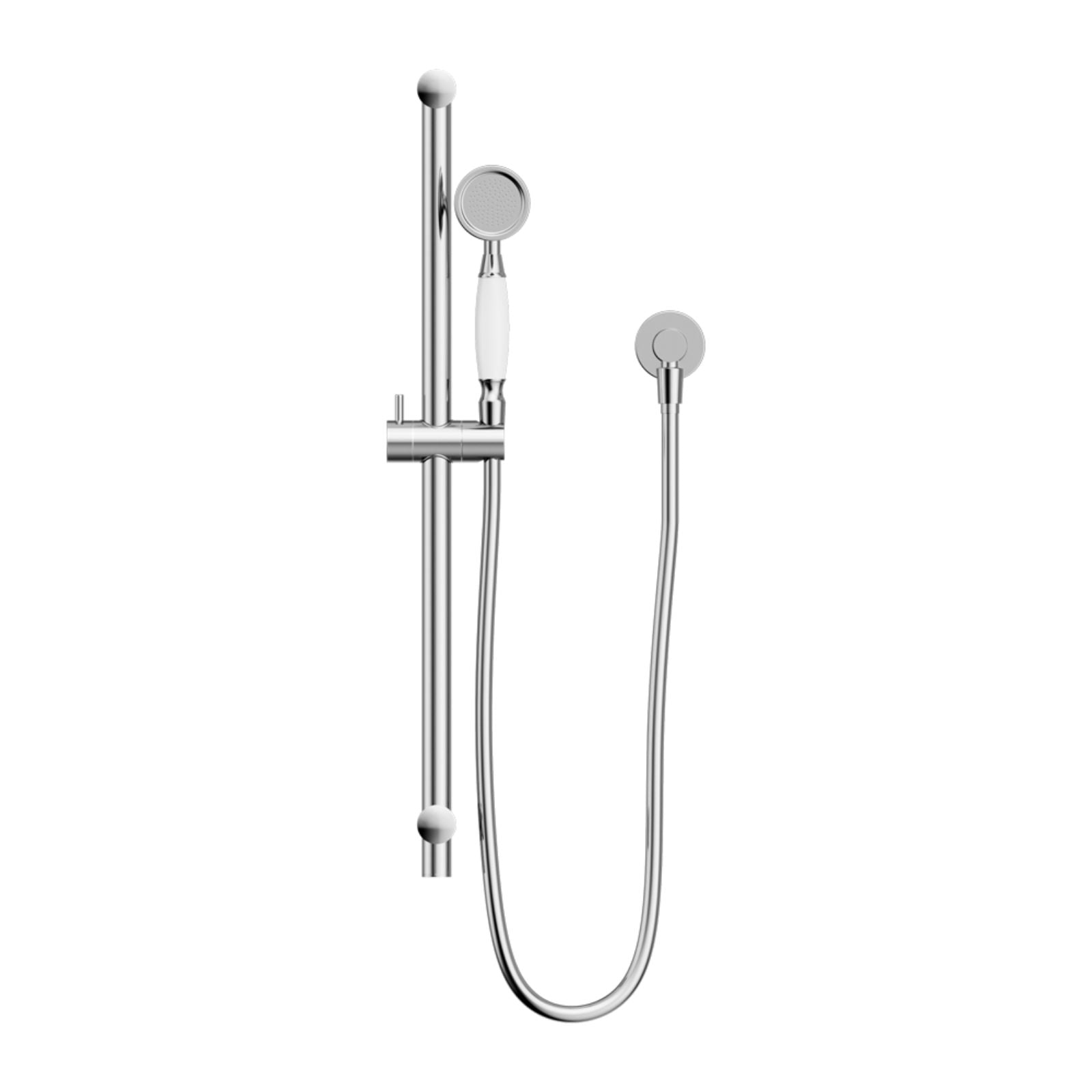 Front Nero York Shower Rail With White Porcelain Hand Shower Chrome NR692105A01CH - The Blue Space