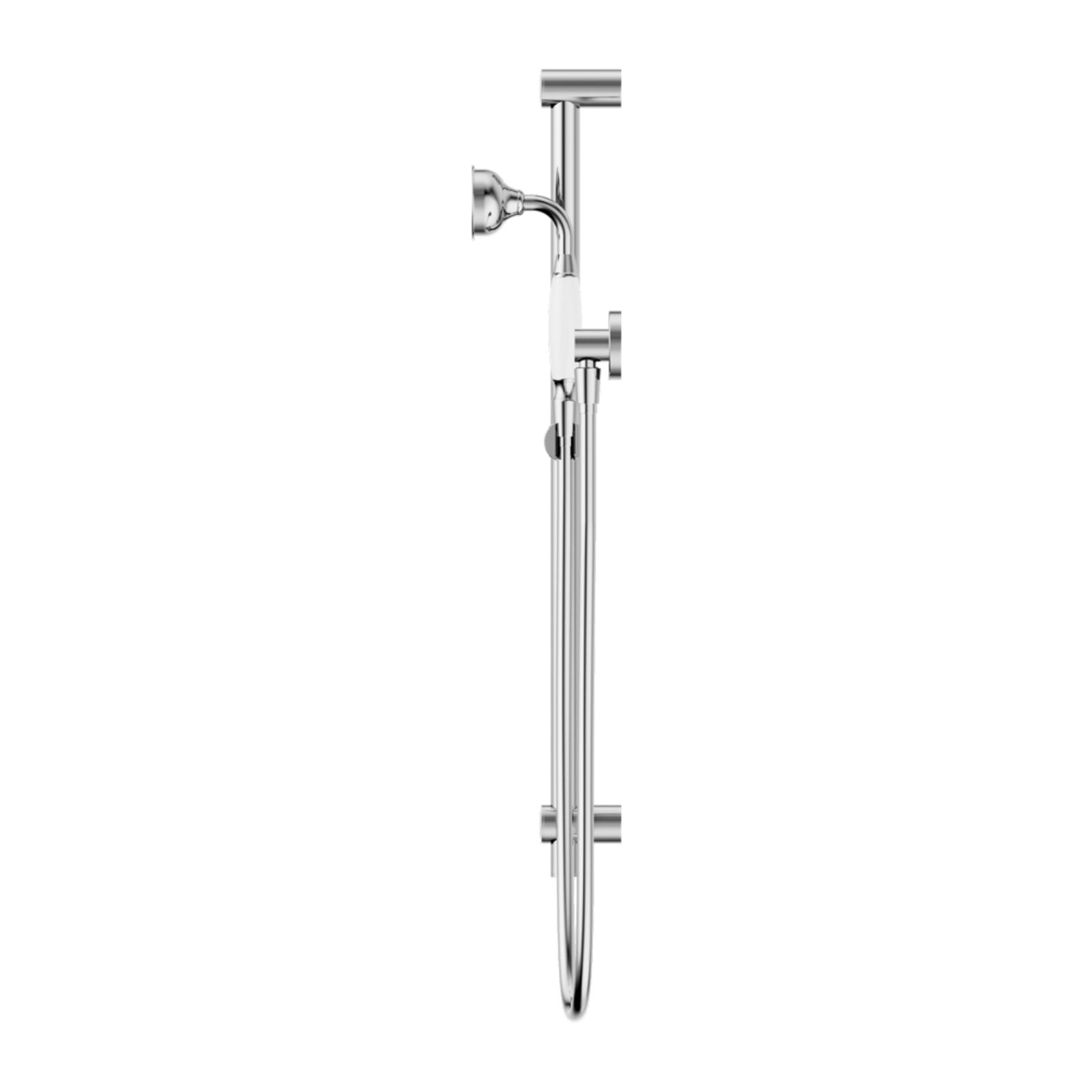 Side Nero York Shower Rail With White Porcelain Hand Shower Chrome NR692105A01CH - The Blue Space