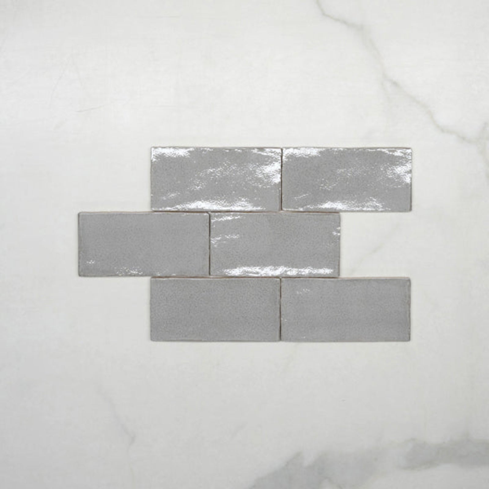 Pattern No Hand Nickel Grey Dianna Hand Made Subway Tile 75 x 150 x 9mm Spanish Ceramic - The Blue Space