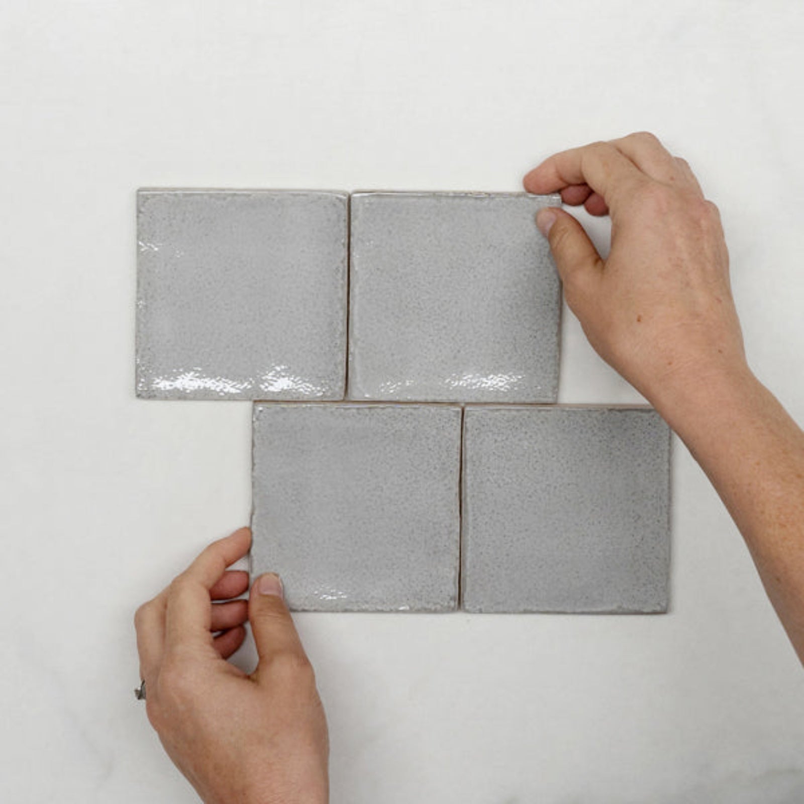 With Hand Nickel Grey Dianna Zellige Tile 100 x 100 x 9mm Spanish Ceramic - The Blue Space