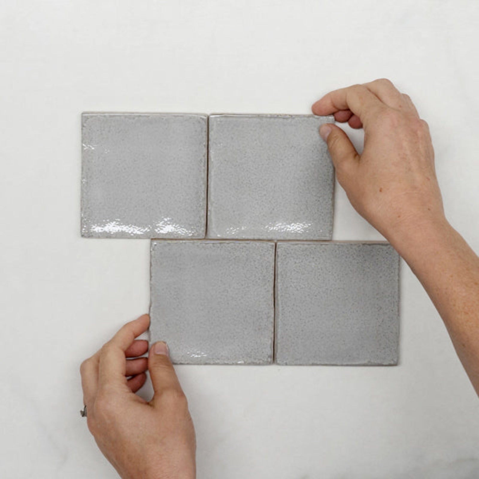 With Hand Nickel Grey Dianna Zellige Tile 100 x 100 x 9mm Spanish Ceramic - The Blue Space