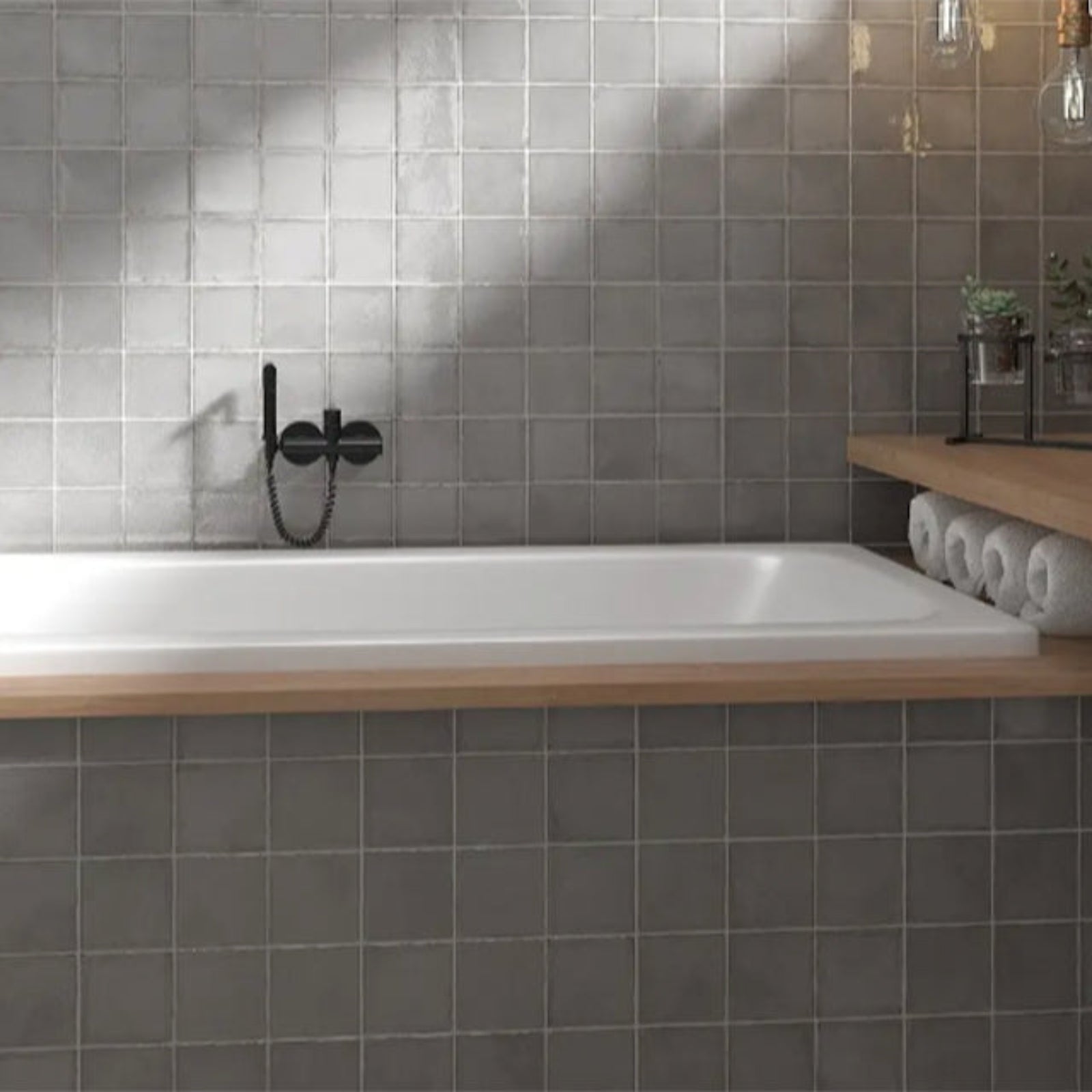 Nickel Grey Dianna Zellige Tile 100 x 100 x 9mm Spanish Ceramic Lifestyle image | The Blue Space