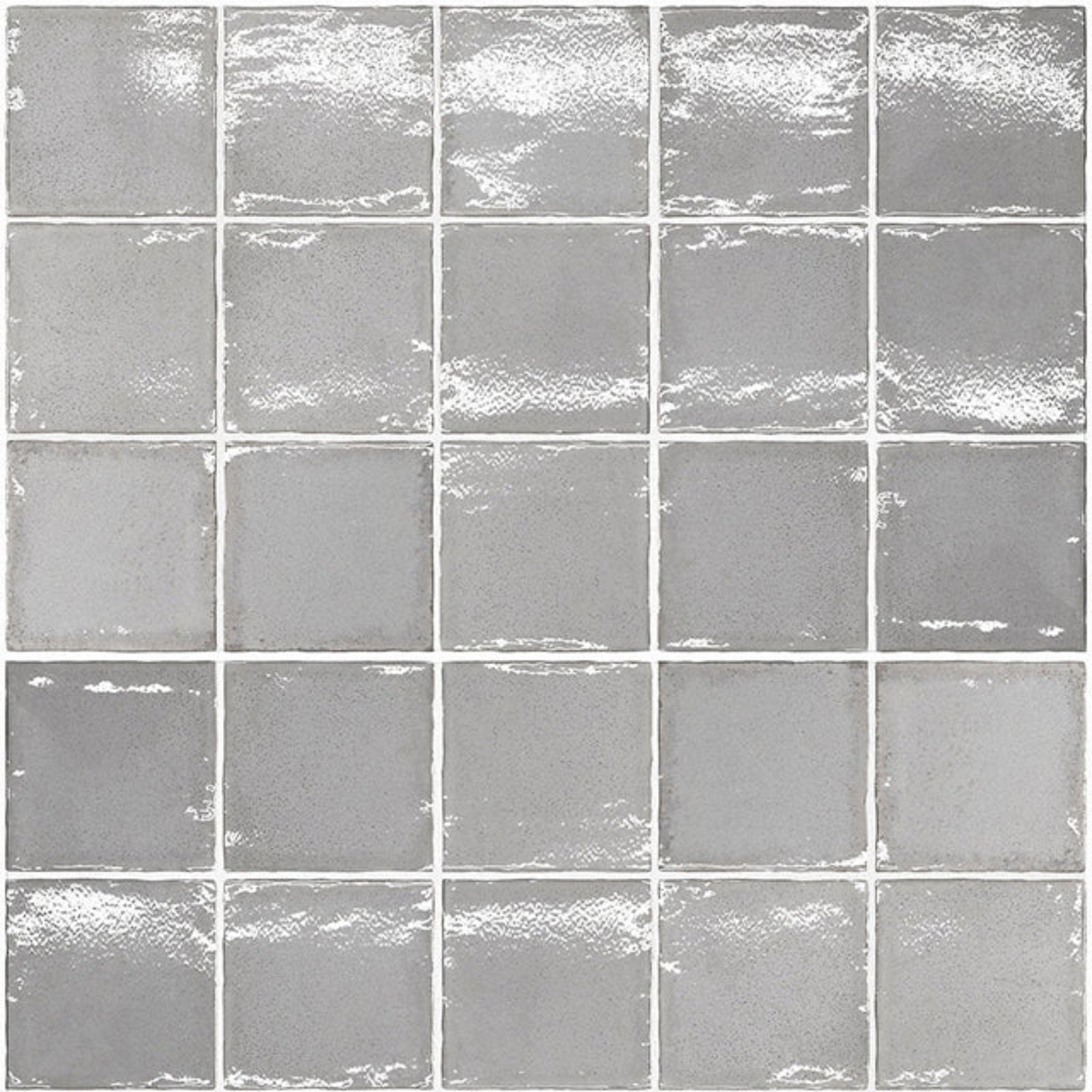 Nickel Grey Dianna Zellige Tile 100 x 100 x 9mm Spanish Ceramic | The Blue Space