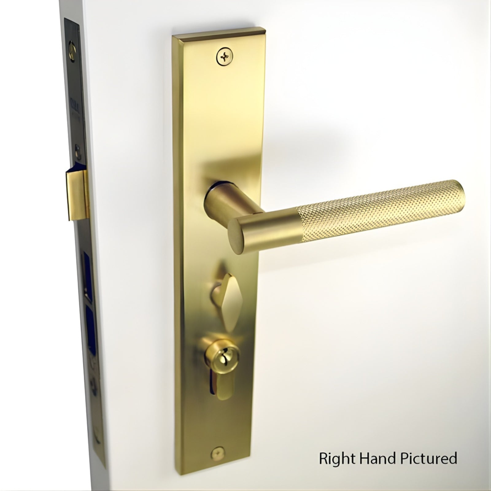 Nidus Knurled Oz Lock Satin Brass Right Hand CMS-DOMK-OR-SB-SET - The Blue Space