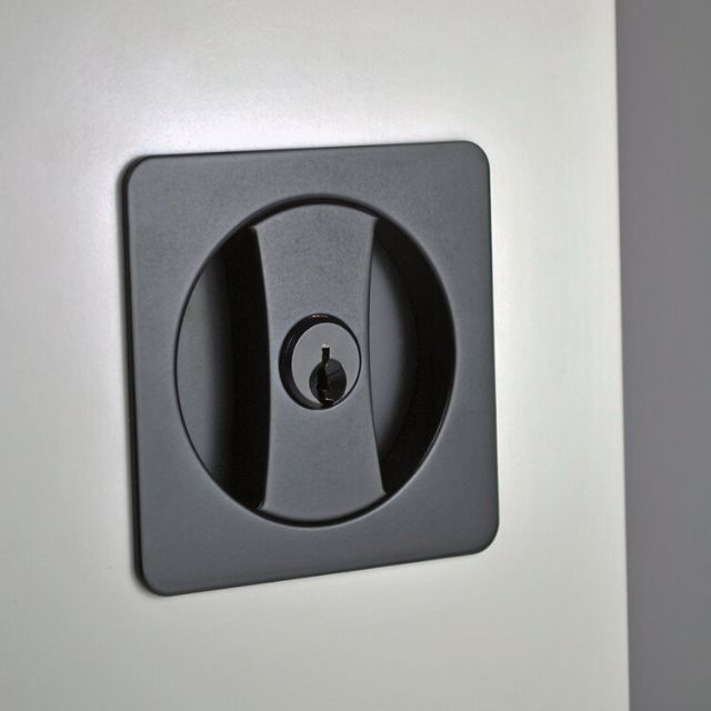 Lifestyle Nidus Lockable Sliding Cavity Door Square Backplate Entrance Set Include End Pull Matte Black CSC-LK-SQ-BL-V - The Blue Space