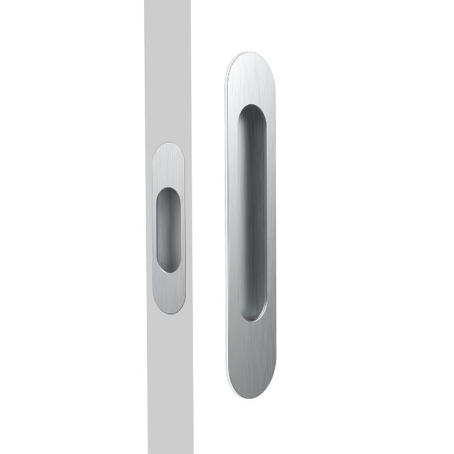 Nidus Mardeco radius flush pull set incl end pull Brushed Satin Chrome