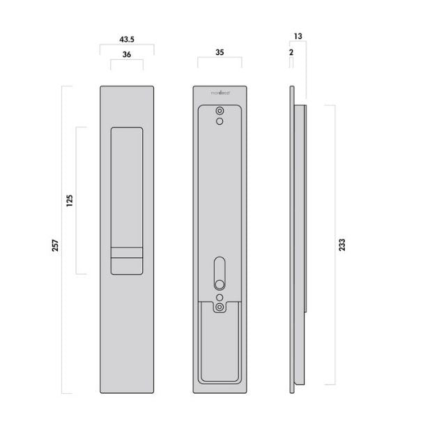Internal Drawing Nidus Mardeco rectangular flush pull Euro Lock set Bronze (cylinder sold separately) BR8104/SET - The Blue Space