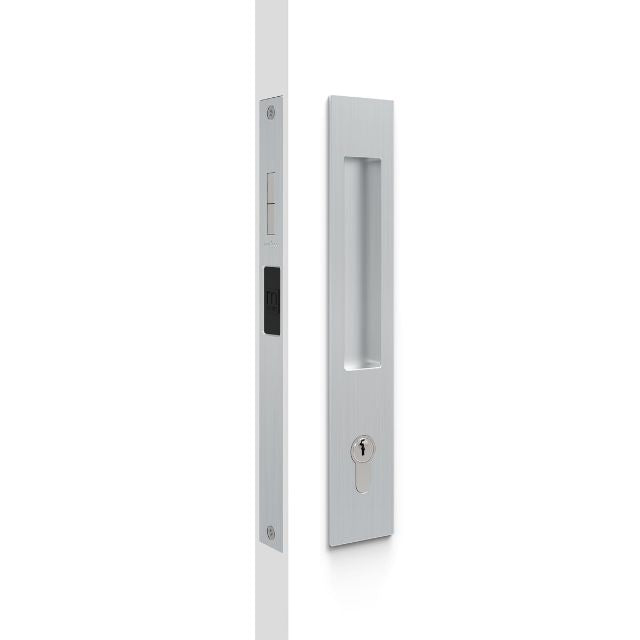 Nidus Mardeco rectangular flush pull Euro Lock set Brushed Satin Chrome (cylinder sold separately) BSC8104/SET - The Blue Space