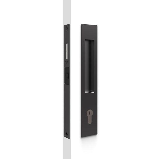 Nidus Mardeco rectangular flush pull Euro Lock set Matte Black (cylinder sold separately) BL8104/SET - The Blue Space