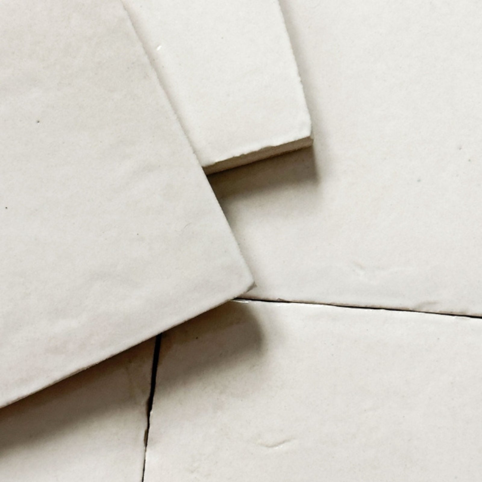 Oblique Off-White Evelyn Handmade Zellige Gloss 100 x 100 x 12mm SANDZELLIGE100 - The Blue Space