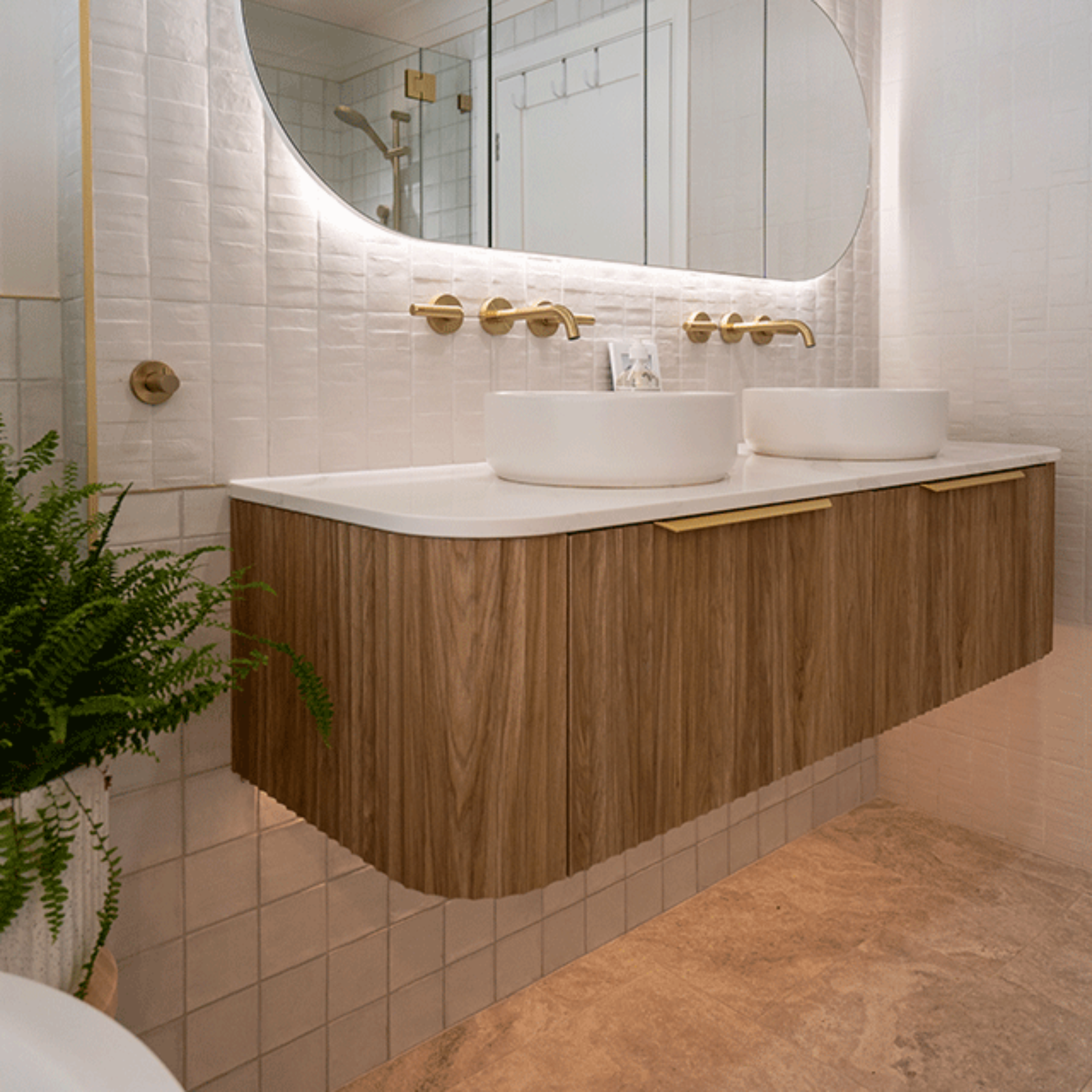 Lifestyle 04Off White Olivia Feature Subway Matte 75 x 300mm Porcelain - The Blue Space