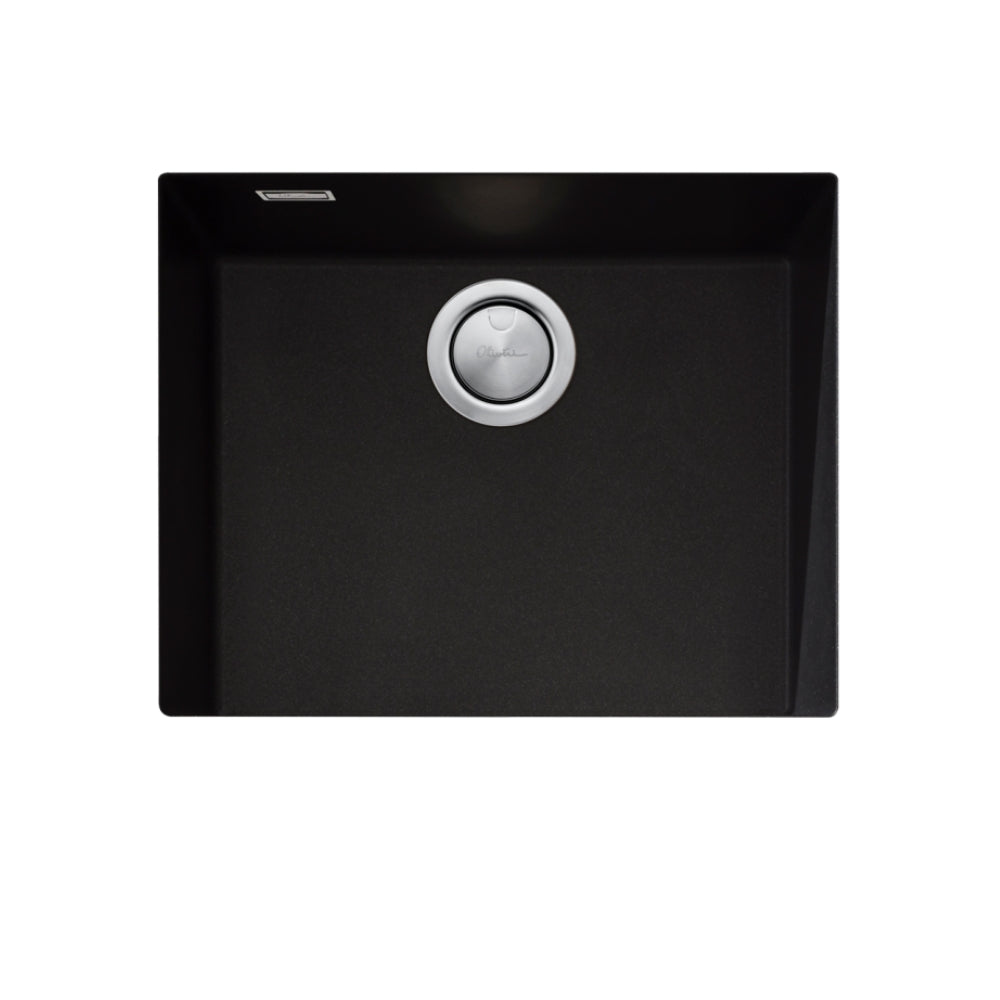 Oliveri Santorini Large Bowl Undermount Sink - Black with Overflow ST-BL1550UOF - The Blue Space